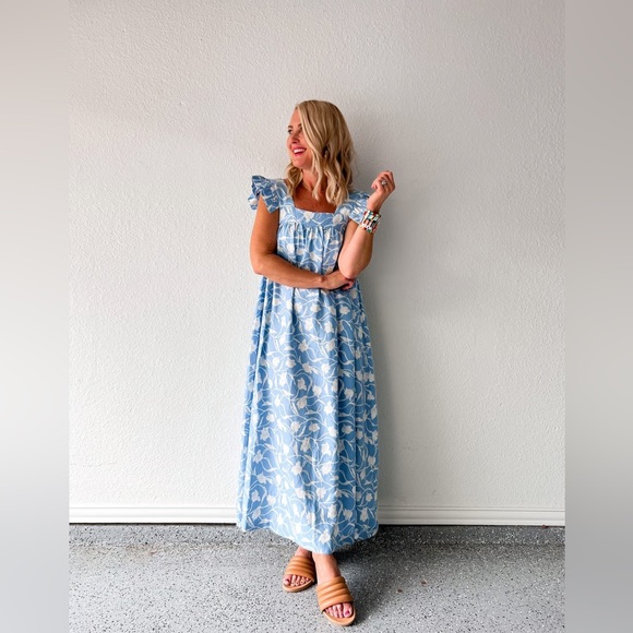 a new day Dresses & Skirts - a new day Light Blue & White Floral Maxi Dress